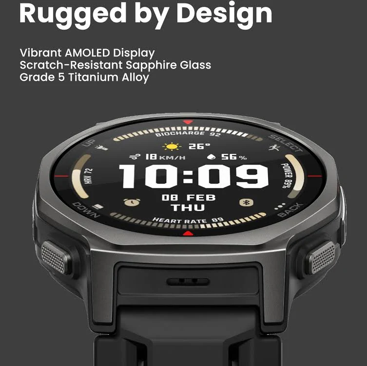 AMAZFIT T-REX 3 PRO 48MM SMART WATCH TACTICAL BLACK A2444 - Image 6