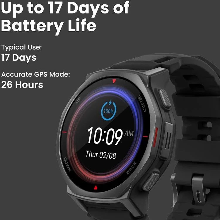 AMAZFIT T-REX 3 PRO 48MM SMART WATCH TACTICAL BLACK A2444 - Image 3
