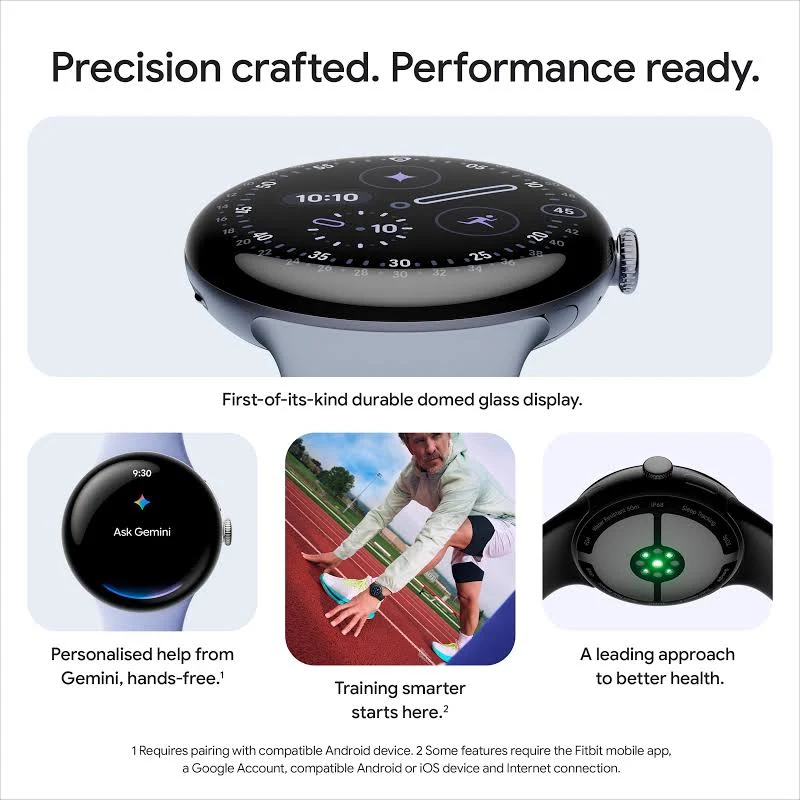 GOOGLE PIXEL WATCH 4 45MM WIFI WITH PORCELAIN ACTIVE BAND POLISHED SILVER ALUMINUM CASE - Image 4
