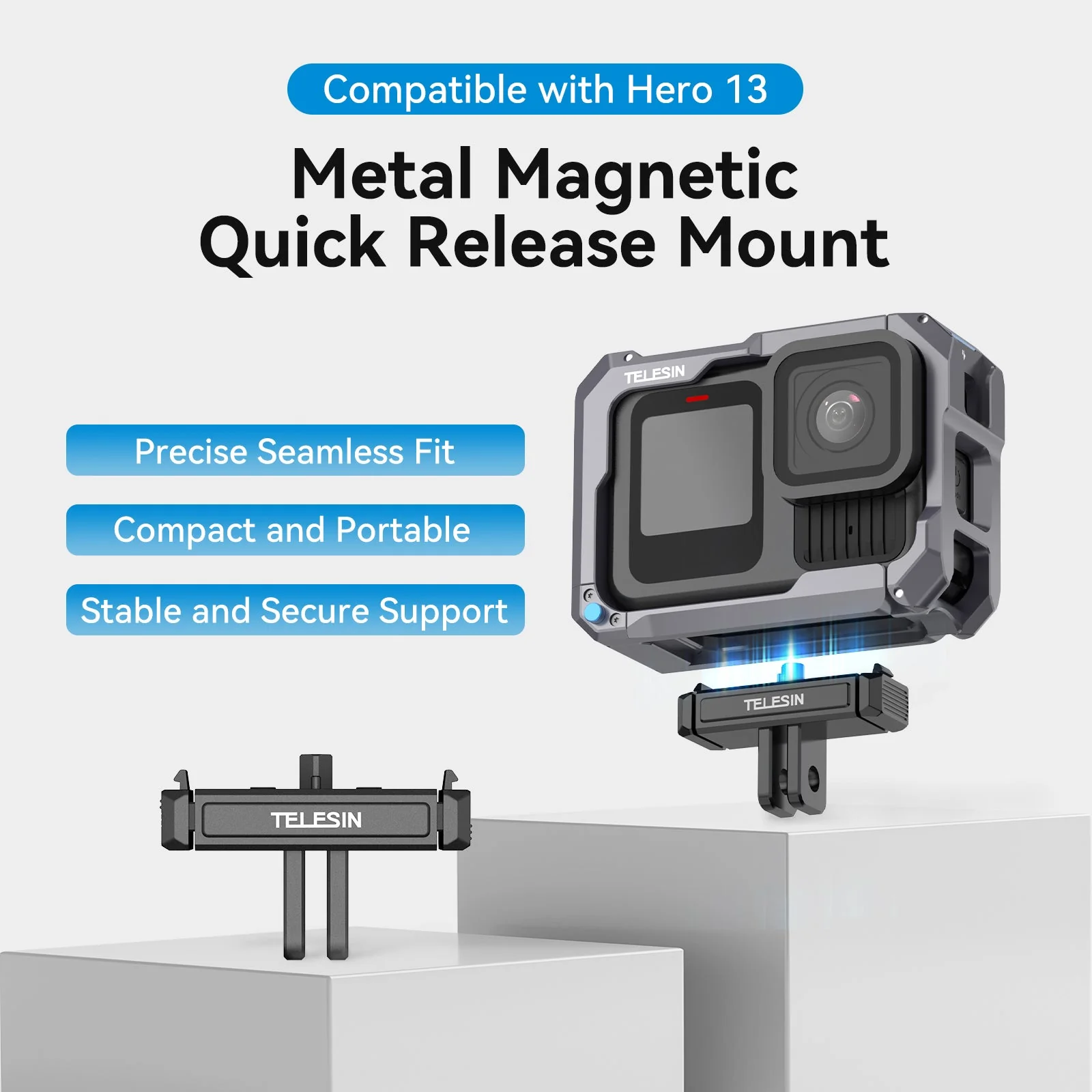TELESIN GOPRO HERO 13 MAGNETIC RELEASE MOUNT S7-JBK-08-TGP - Image 2
