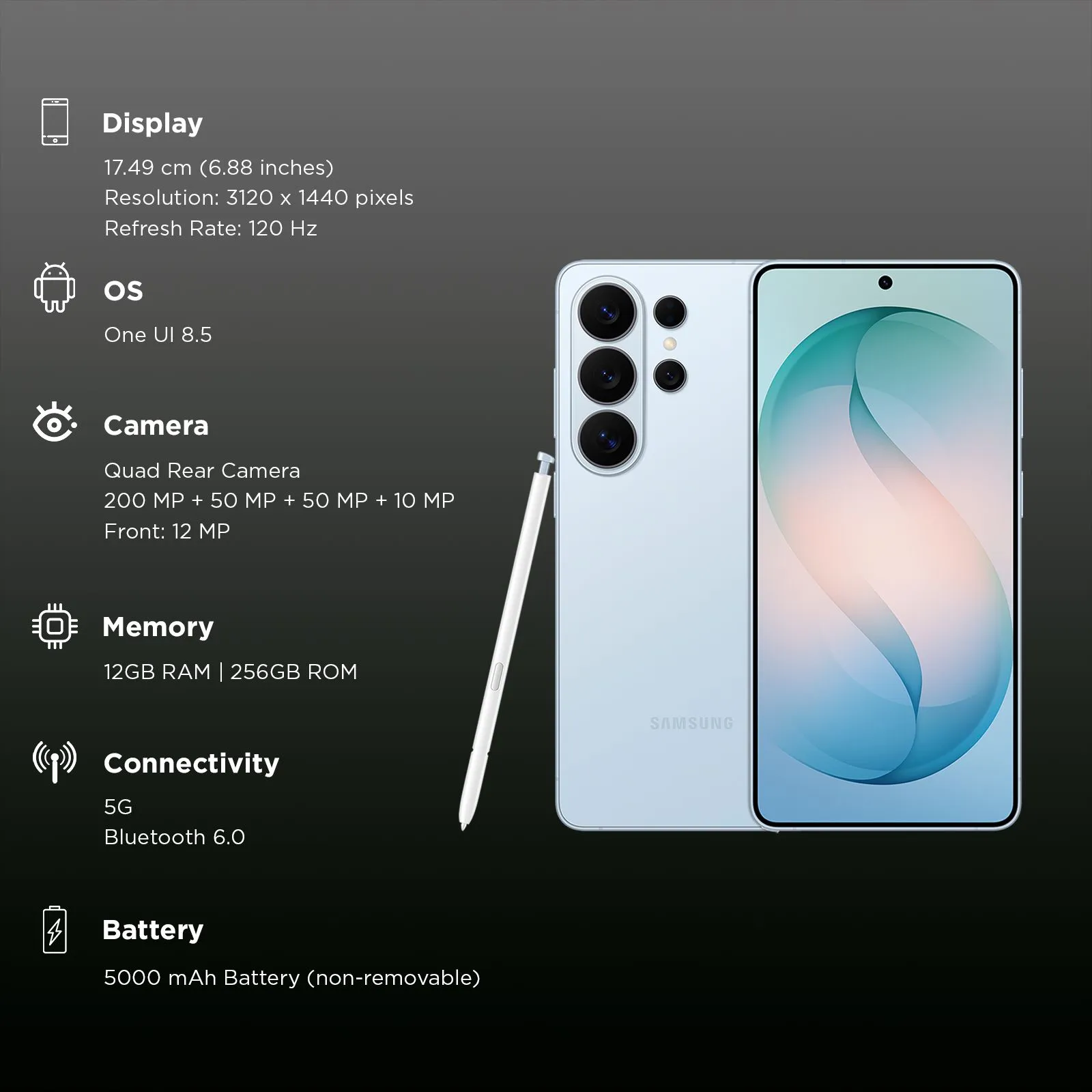 SAMSUNG GALAXY S26 ULTRA 5G 12GB 256GB SKY BLUE SM-S948BDS - Image 9