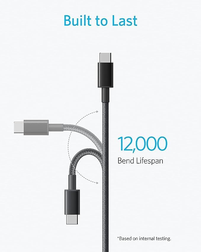 ANKER 322 USB C TO USB C 6FT 60W NYLON CABLE BLACK A8753H11 - Image 3