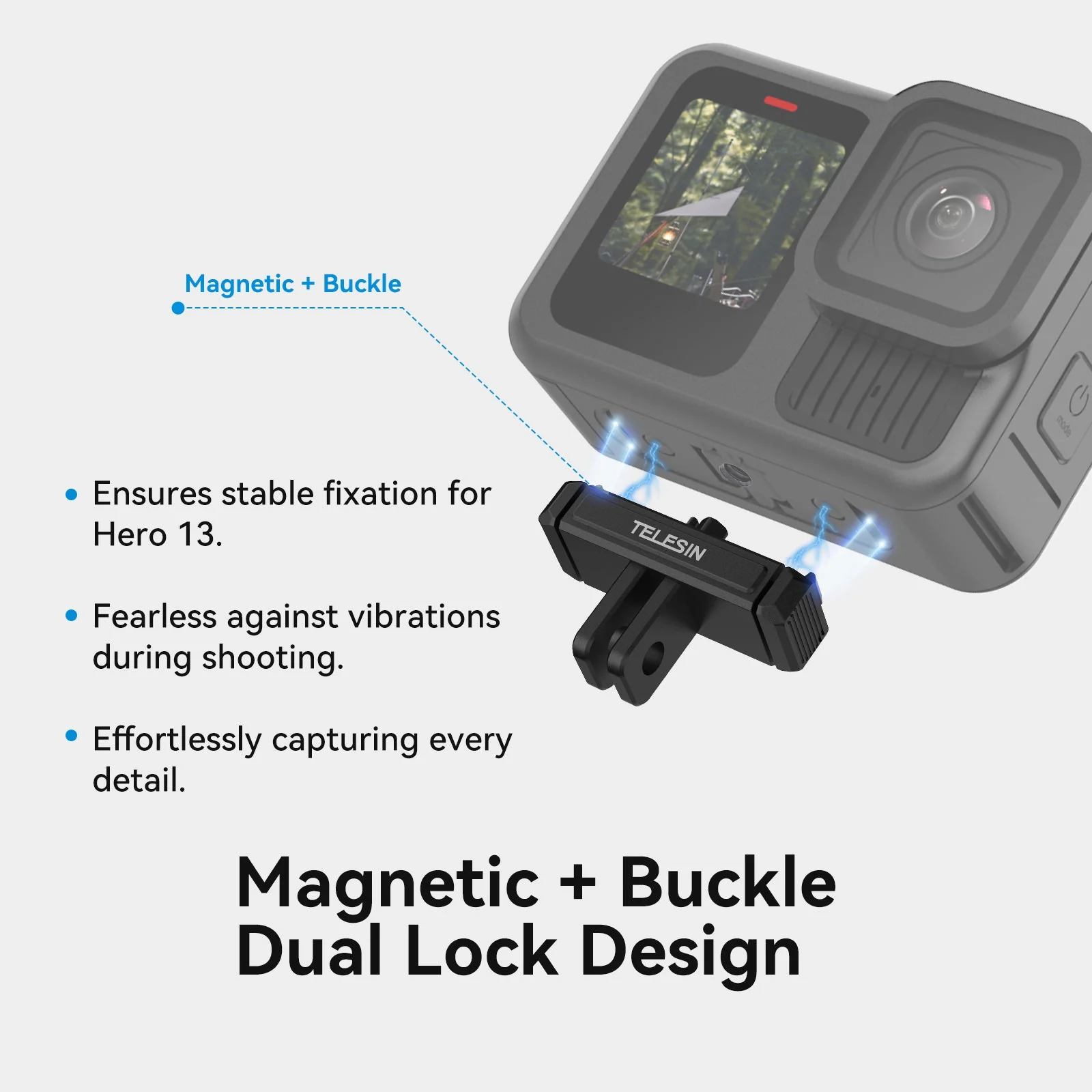 TELESIN GOPRO HERO 13 MAGNETIC RELEASE MOUNT S7-JBK-08-TGP - Image 6