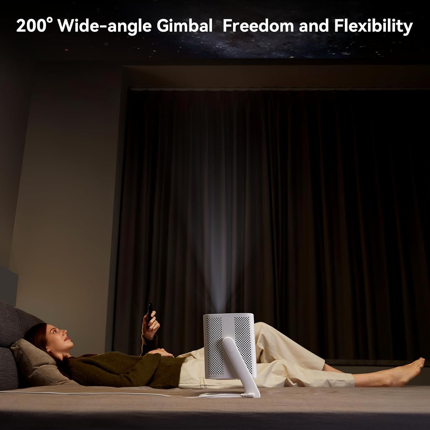 WANBO VALI 1 PRO 200 GIMBAL PROJECTOR WITH 900 ANSI 1080P AND ANDROID TV 11 WHITE - Image 3