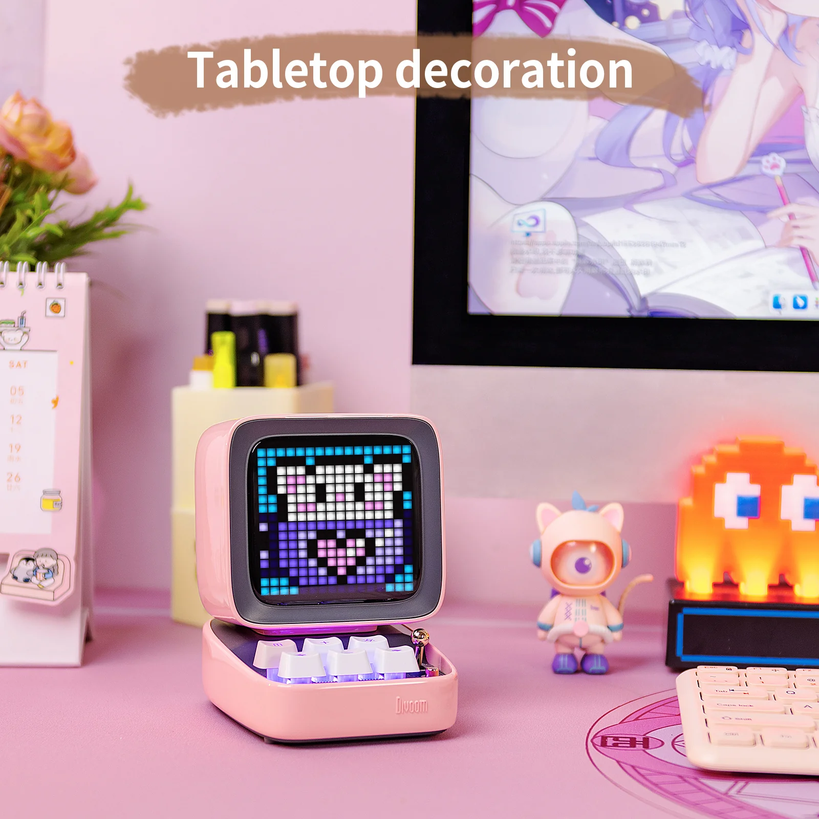 DIVOOM DITOO PRO RETRO PIXEL ART BLUETOOTH SPEAKER WITH RGB MECHANICAL KEYBOARD PINK - Image 5