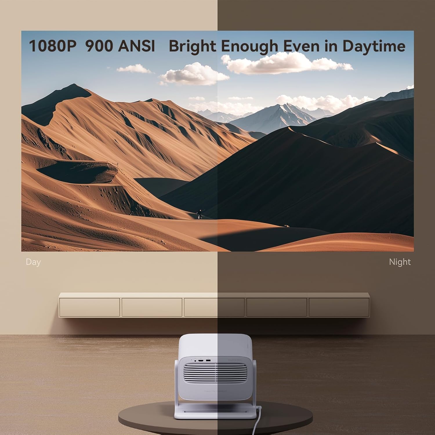 WANBO VALI 1 PRO 200 GIMBAL PROJECTOR WITH 900 ANSI 1080P AND ANDROID TV 11 WHITE - Image 4