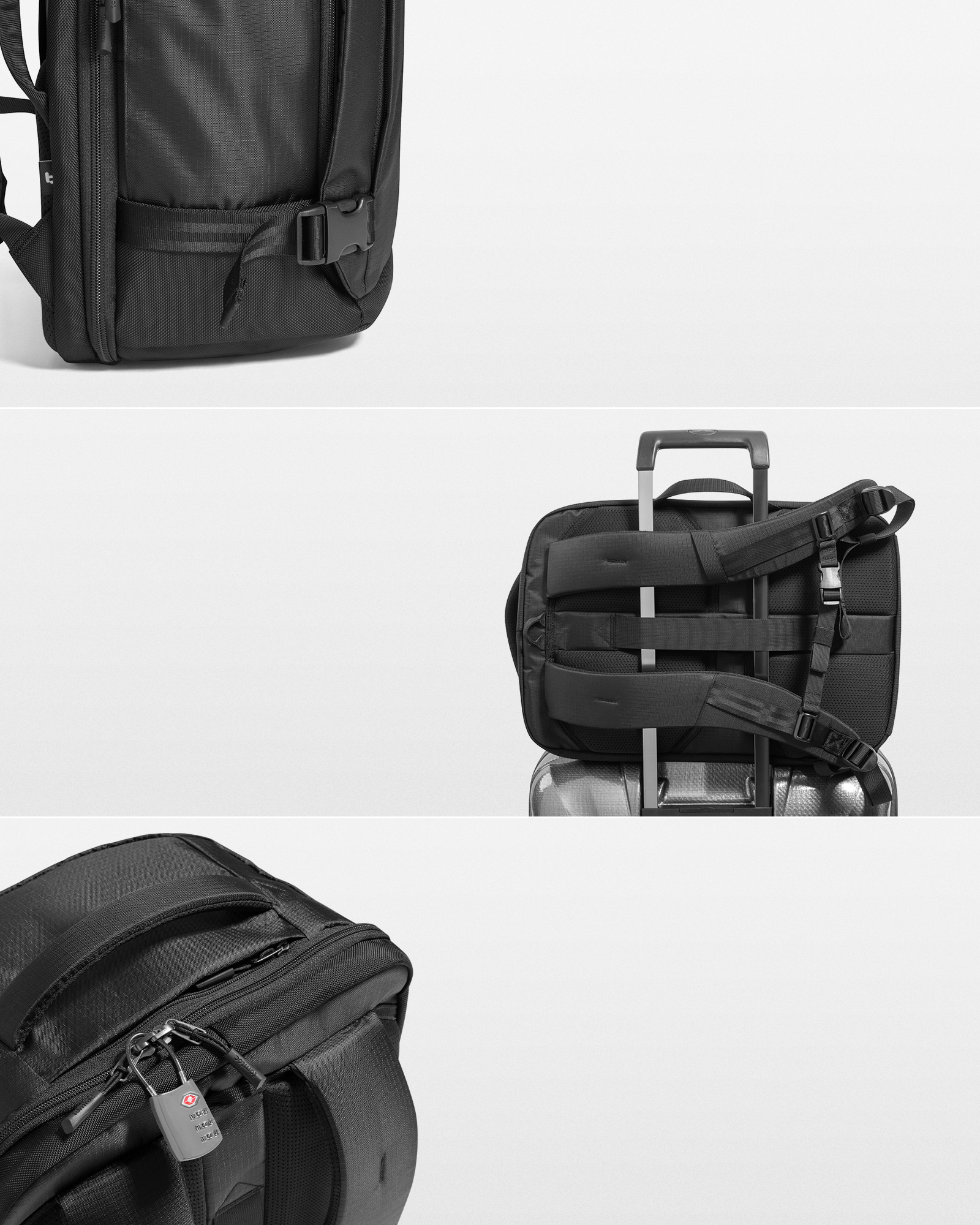 TOMTOC NAVIGATOR T66 17 INCH/40L LITEWAY TRAVEL BACKPACK BLACK T66M1D2 - Image 7