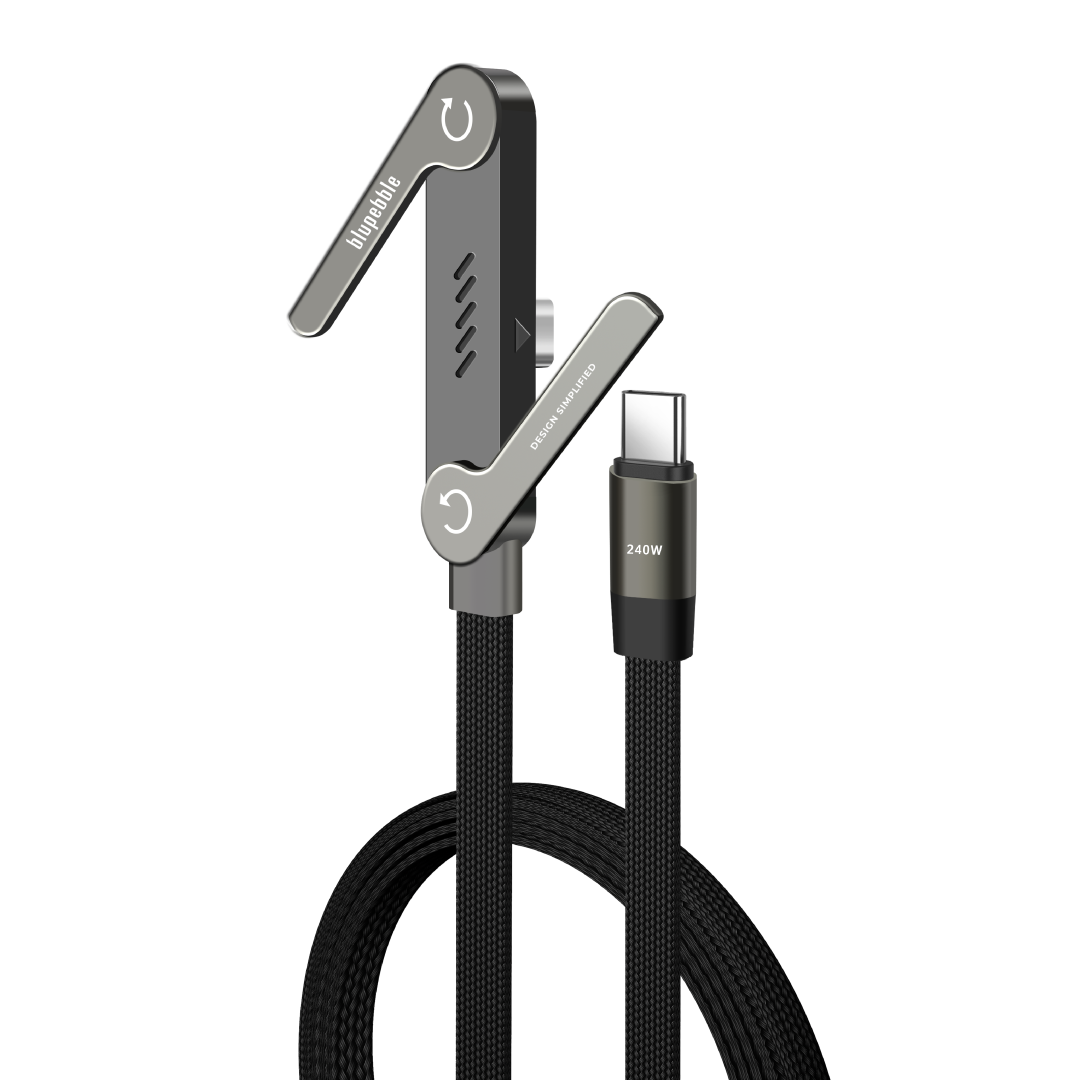 BLUPEBBLE POWERFLOW AXIS USB-C TO USB-C 240W BRAIDED CABLE W STAND GRAY BP-PFAXIS1.2M240W-GY - Image 7