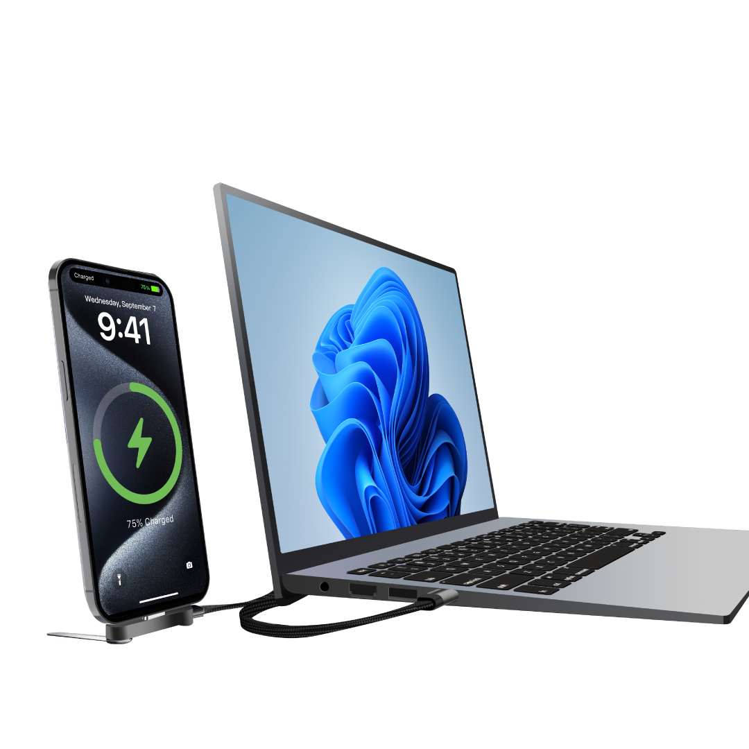 BLUPEBBLE POWERFLOW AXIS USB-C TO USB-C 240W BRAIDED CABLE W STAND GRAY BP-PFAXIS1.2M240W-GY - Image 3