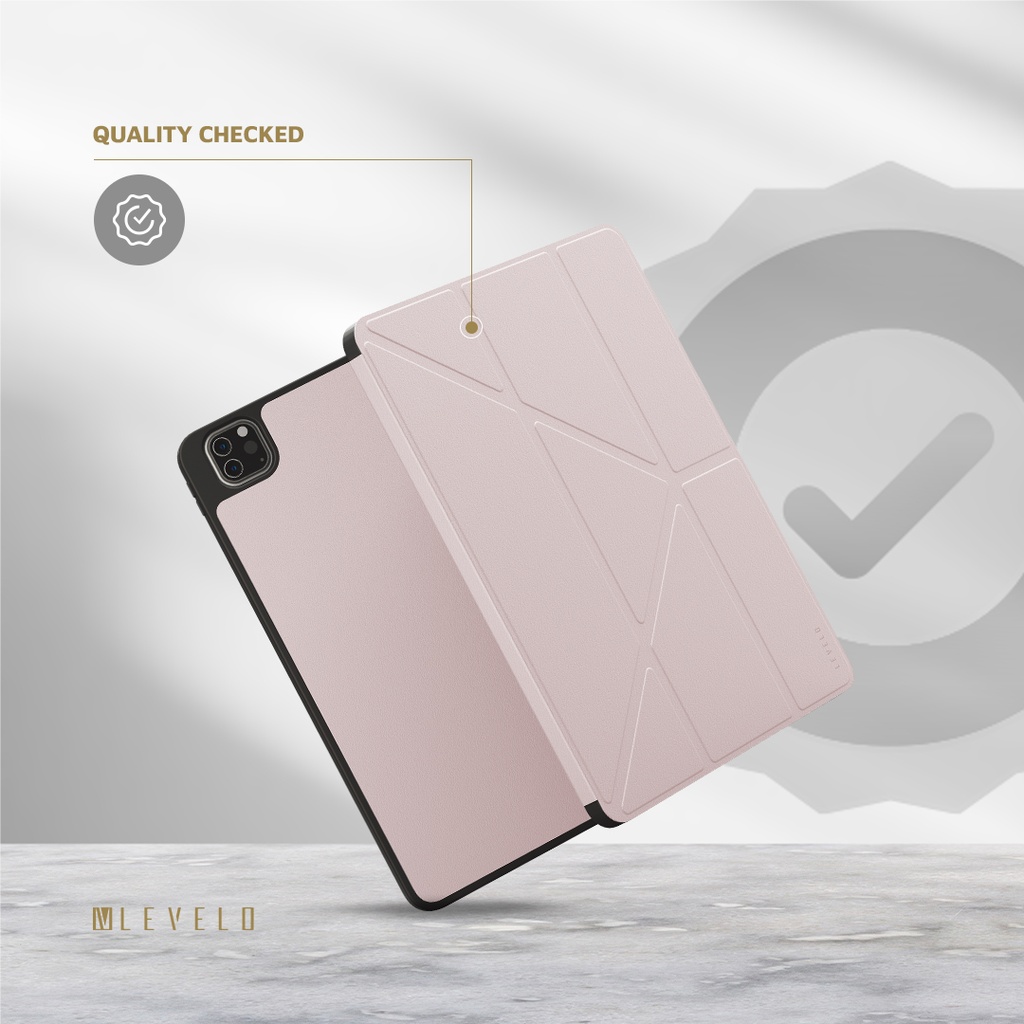LEVELO IPAD PRO 11 INCH ELEGANT HYBRID LEATHER MAGNETIC CASE PINK LVLELGP11PK - Image 6