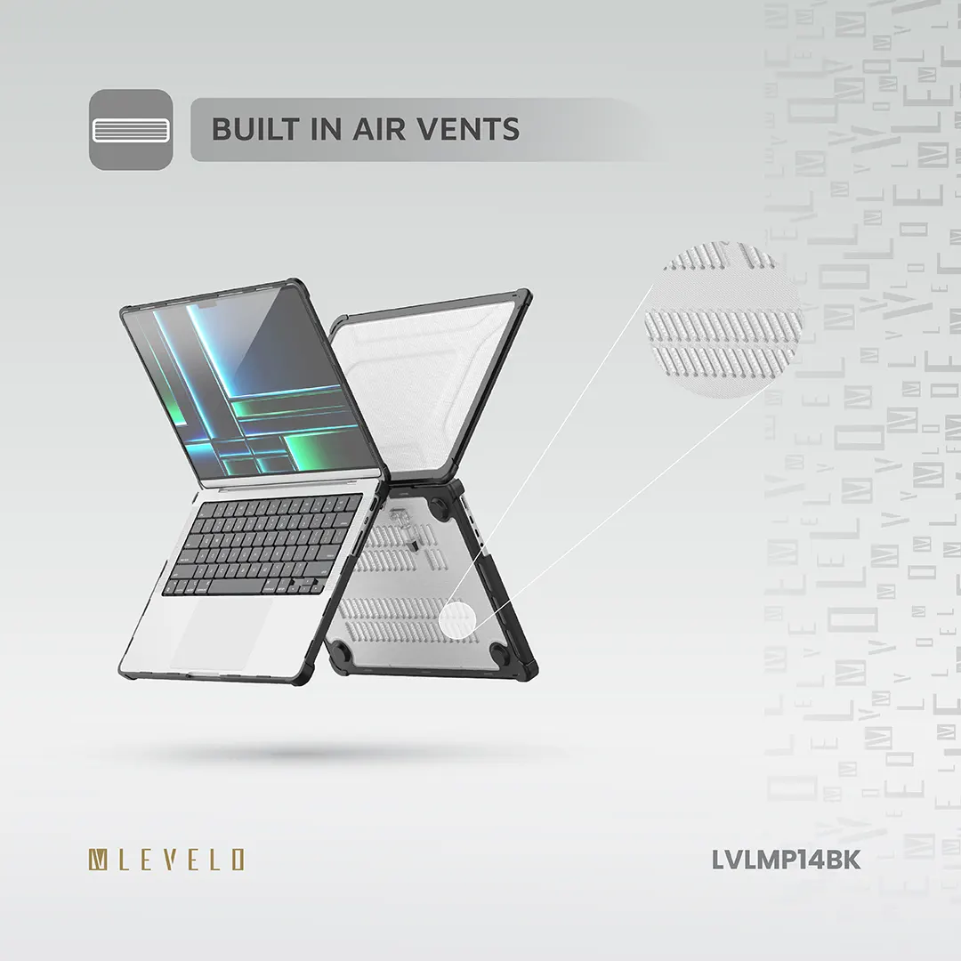 LEVELO ESPECTRO MACBOOK PRO 13.3 INCH CASE BLACK LVLMP13BK - Image 3