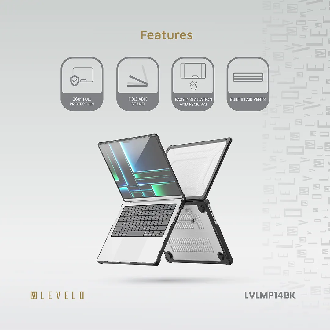 LEVELO ESPECTRO MACBOOK PRO 13.3 INCH CASE BLACK LVLMP13BK - Image 2