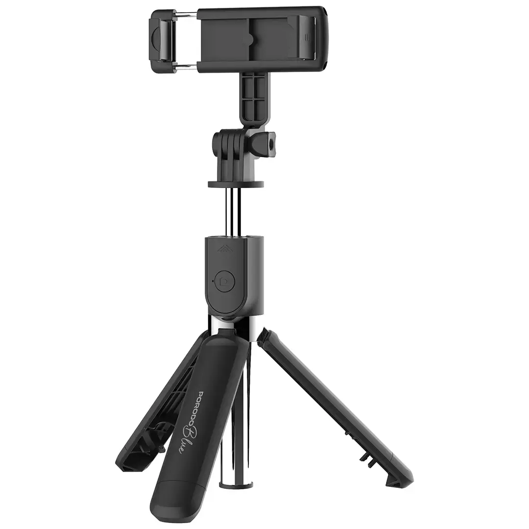 PORODO BLUE FLEXI TRIPOD SELFIE STICK WITH FOLDABLE TRIPOD BLACK PBS03SSTBK - Image 2