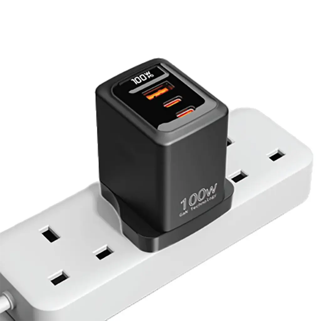 PORODO GAN 100W MULTI PORT WALL CHARGER BLACK PDFWCH073BK - Image 3