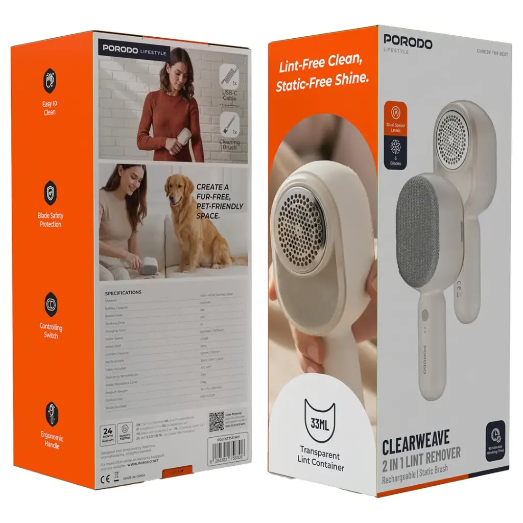 PORODO LIFESTYLE CLEARWEAVE 2 IN 1 LINT REMOVER WHITE PDLFSTJS31WH - Image 4