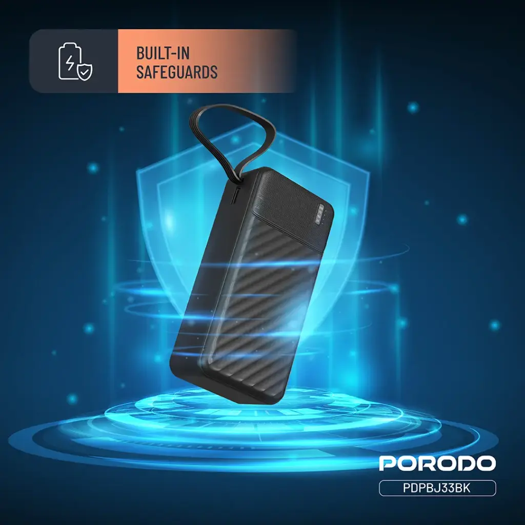 PORODO PIANO 10000MAH POWER BANK WITH INTEGRATED CABLES BLACK PDPBJ33BK - Image 7