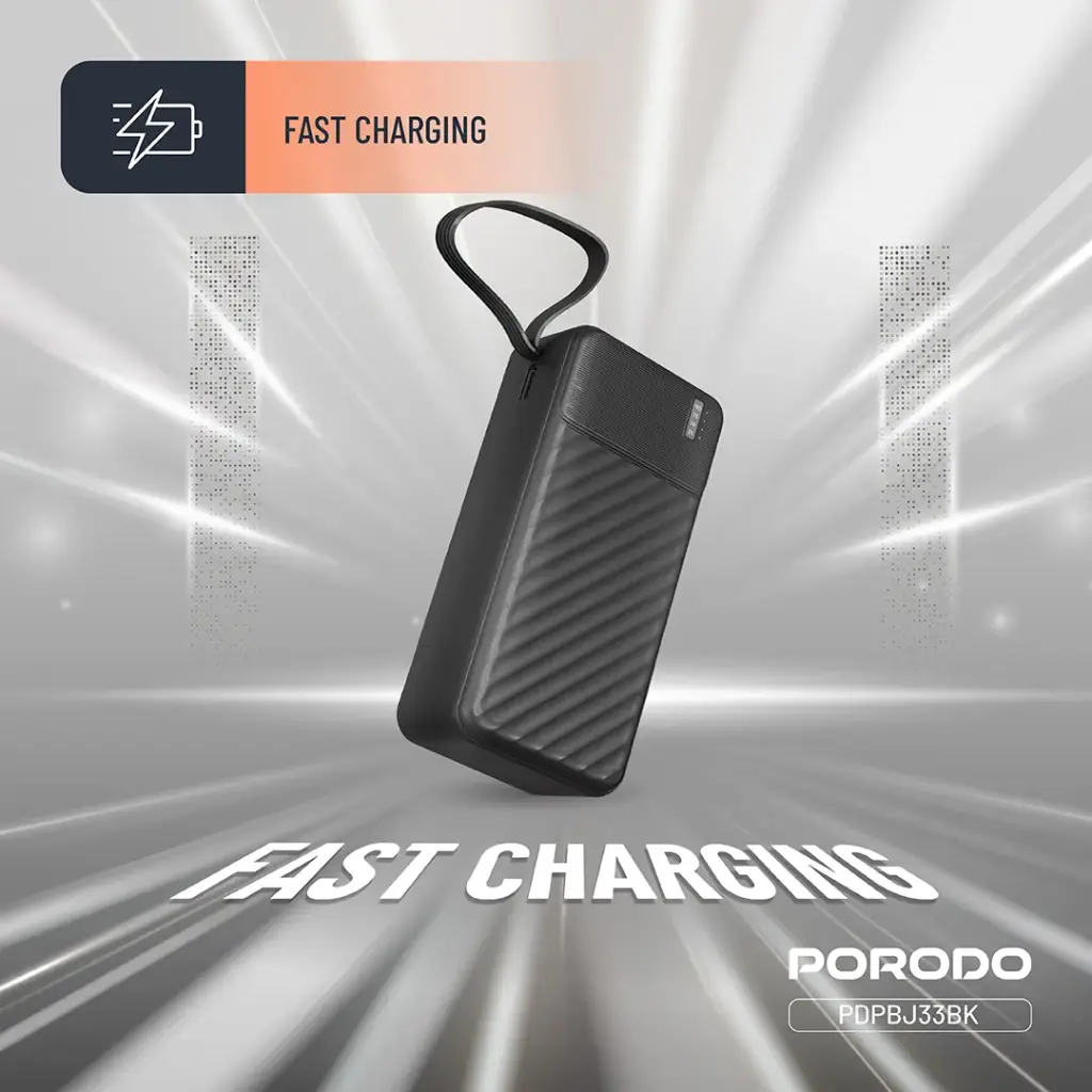 PORODO PIANO 10000MAH POWER BANK WITH INTEGRATED CABLES BLACK PDPBJ33BK - Image 6