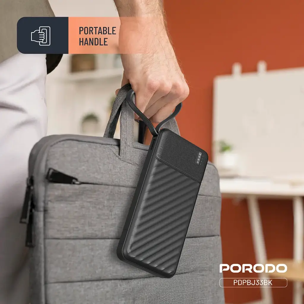PORODO PIANO 10000MAH POWER BANK WITH INTEGRATED CABLES BLACK PDPBJ33BK - Image 5