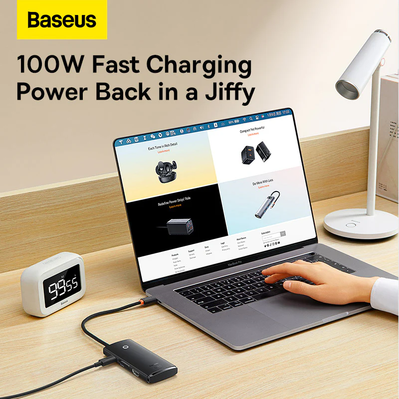 BASEUS LITE SERIES 6 PORT TYPE C HUB DOCKING STATION BLACK BS-0H019 - Image 9