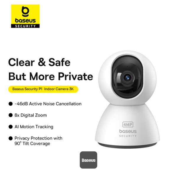 BASEUS SECURITY P1 SERIES INDOOR CAMERA 3K UK MOON WHITE S0TV012133 - Image 3