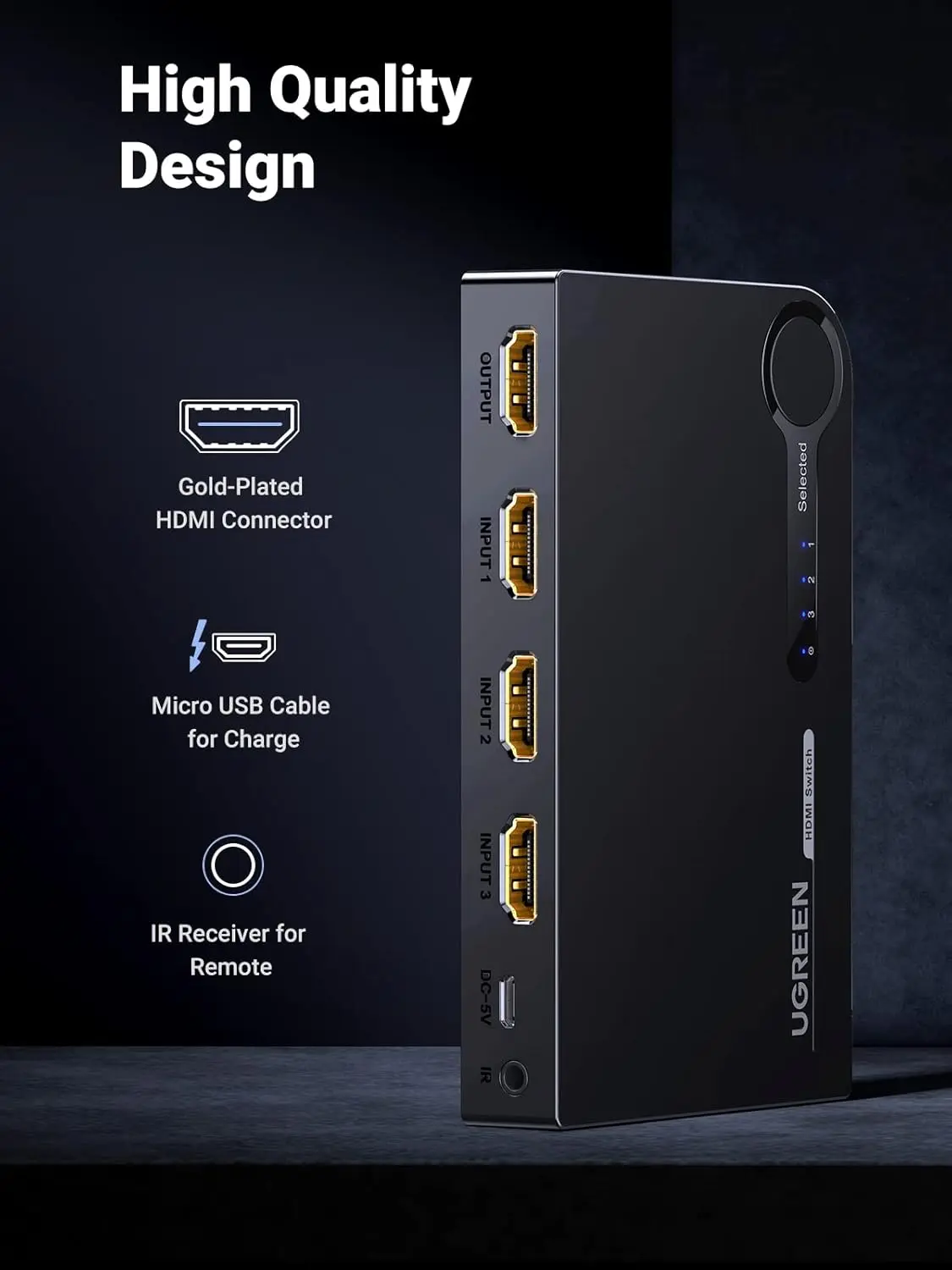 UGREEN HDMI 3X1 SWITCH 40234 - Image 3