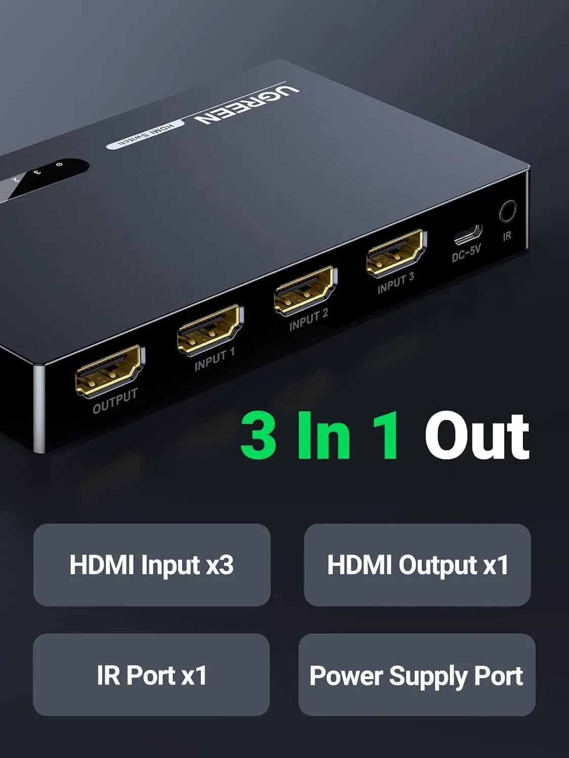 UGREEN HDMI 3X1 SWITCH 40234 - Image 4