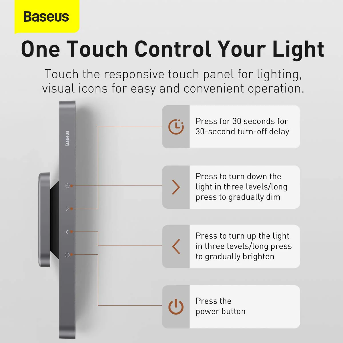 BASEUS MAGNETIC CHARGING DESK LAMP DARK GRAY DGXC-C0G - Image 8