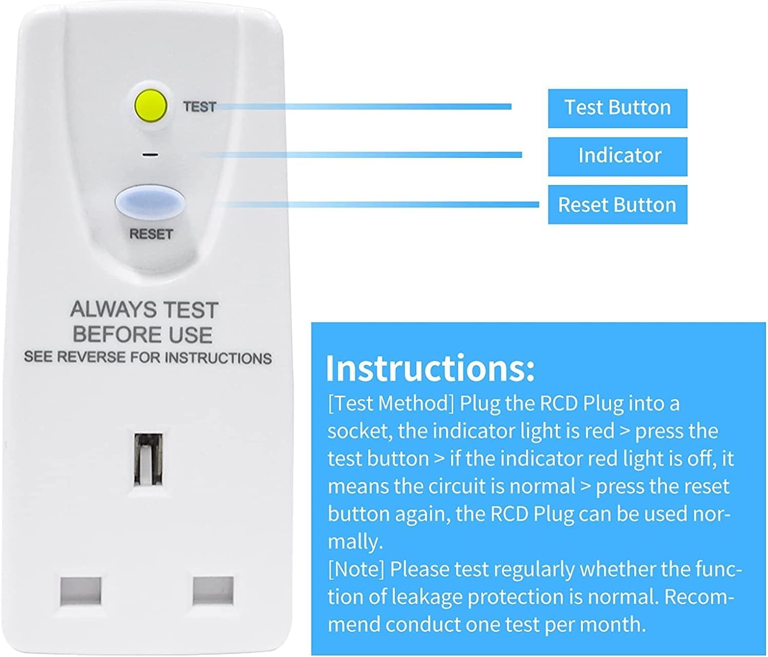 OAONAN PORTABLE RCD SAFETY UK PLUG ADAPTER NB-H3E - Image 3