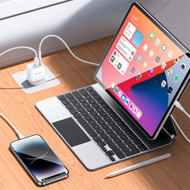 YESIDO 20W GAN USB-A AND USB-C FAST CHARGER WHITE YC80 - Image 3