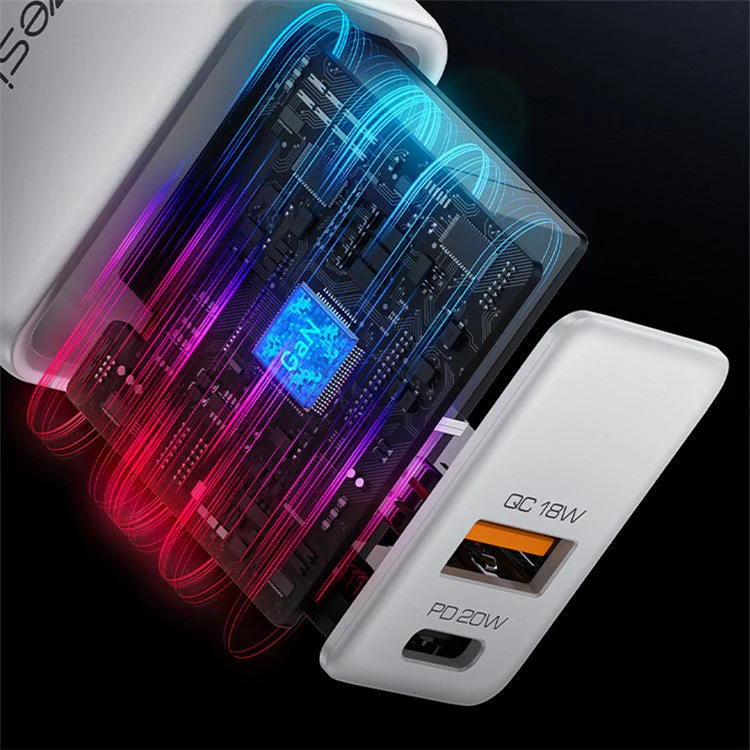 YESIDO 20W GAN USB-A AND USB-C FAST CHARGER WHITE YC80 - Image 4