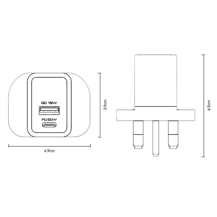 YESIDO 20W GAN USB-A AND USB-C FAST CHARGER WHITE YC80 - Image 7