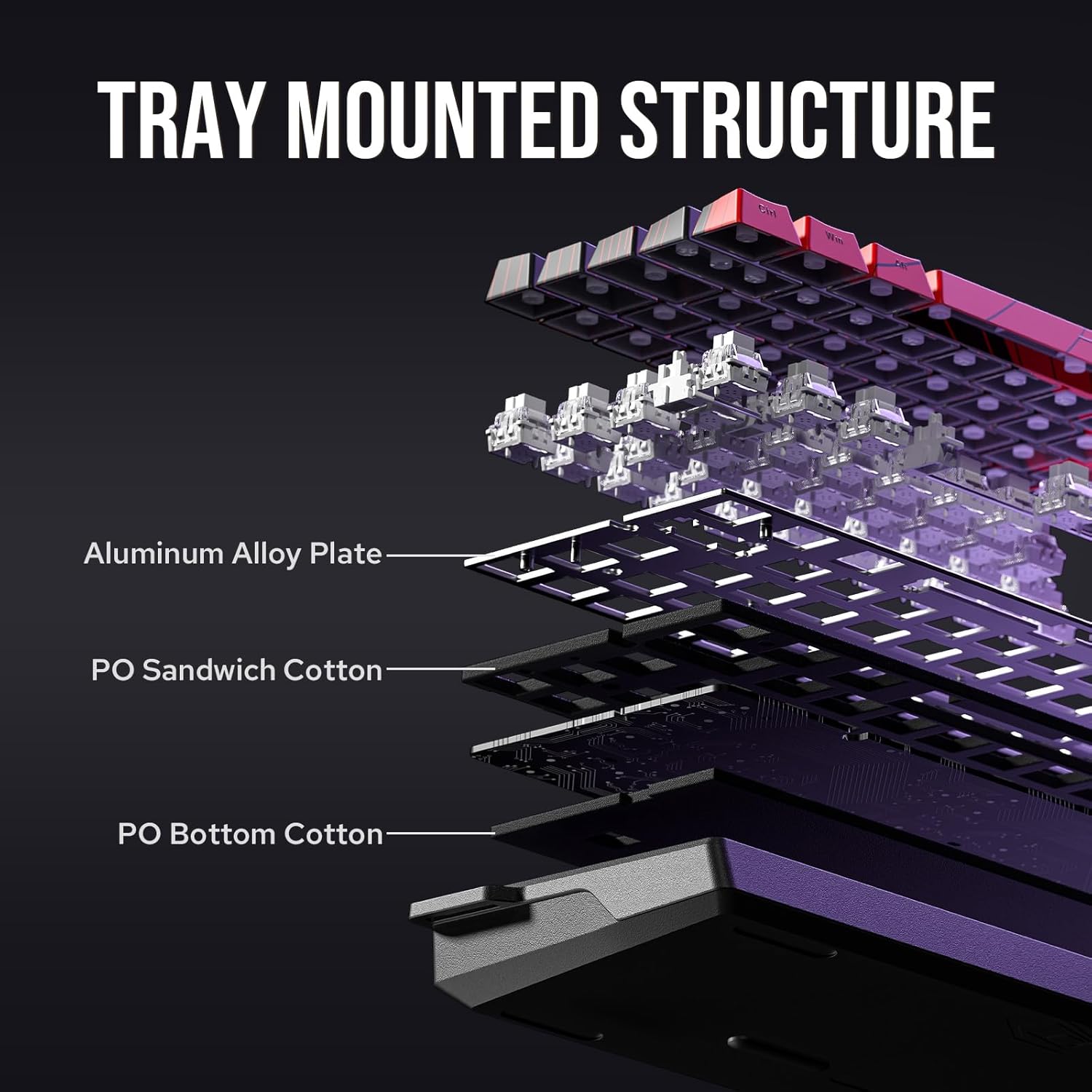 AULA 68 KEYS RGB 65% WIRED MECHANICAL GAMING KEYBOARD GRAY WOOD MAGNETIC SWITCH BLACK - Image 5