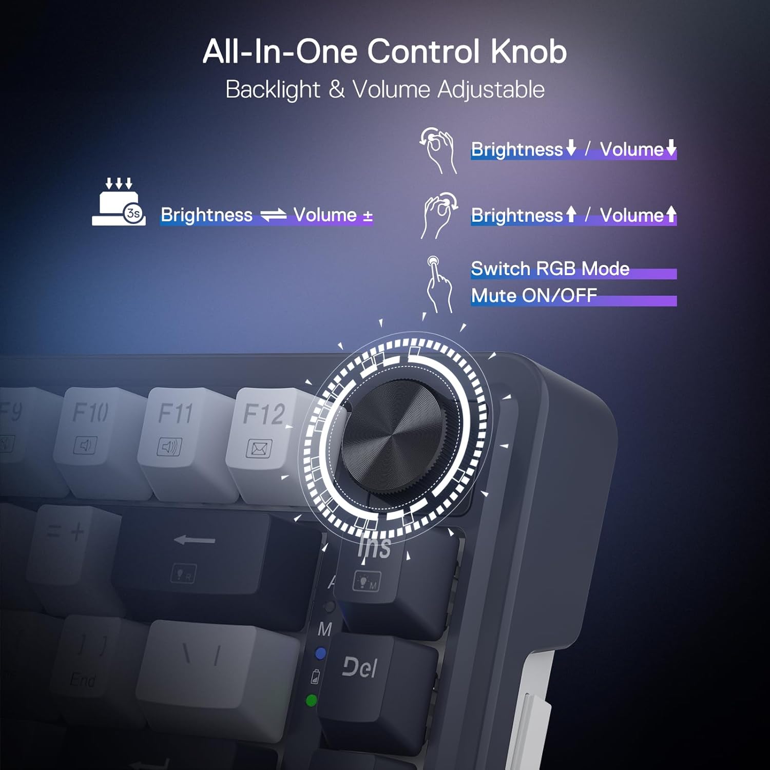 REDRAGON UCAL MAX K673 75% HOT SWAP WIRELESS MECHANICAL GAMING KEYBOARD K673WB-RGB-M - Image 6