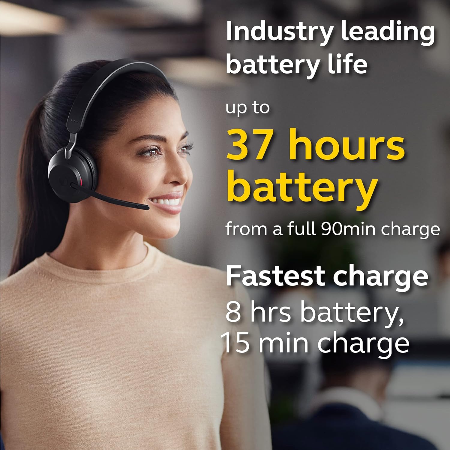 JABRA EVOLVE 2 65MS STEREO WIRELESS HEADSET USB A BLACK 26599-999-999 - Image 4