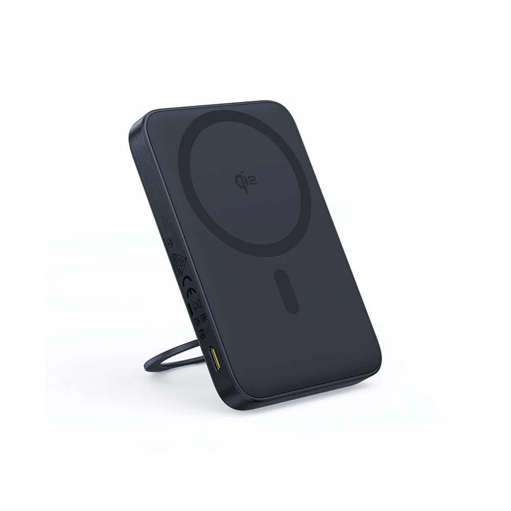 BASEUS PICOGO QI2 MAGNETIC POWER BANK WITH ROTATABLE STAND 5000MAH 20W COSMIC BLACK P10076802123-00-BK - Image 2