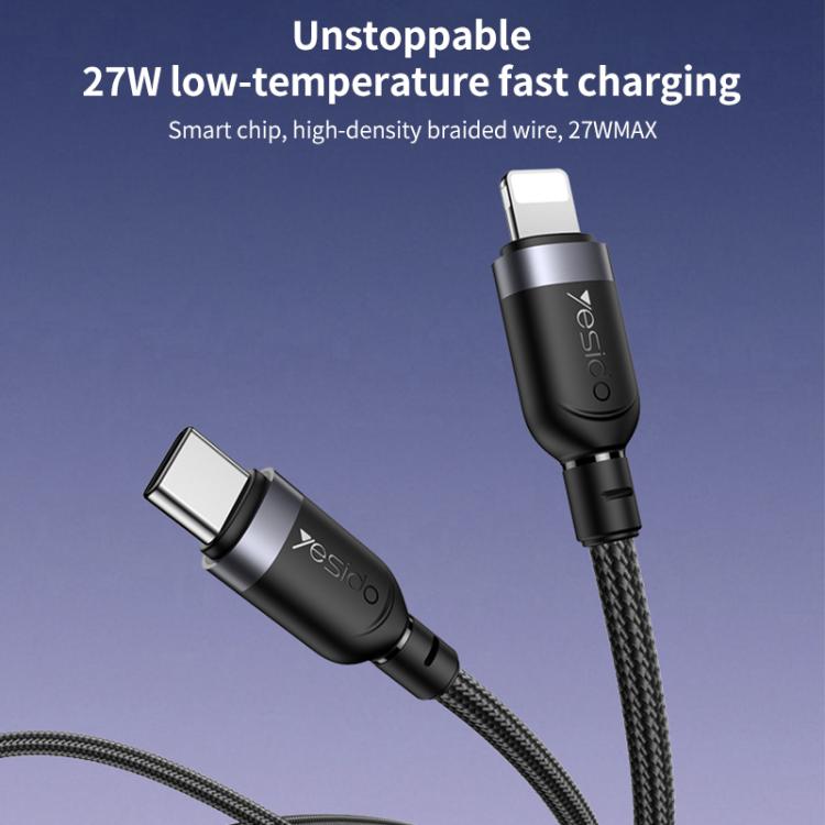 YESIDO 27W USB-C TO LIGHTNING CABLE 1.2M BLACK CA189 - Image 3