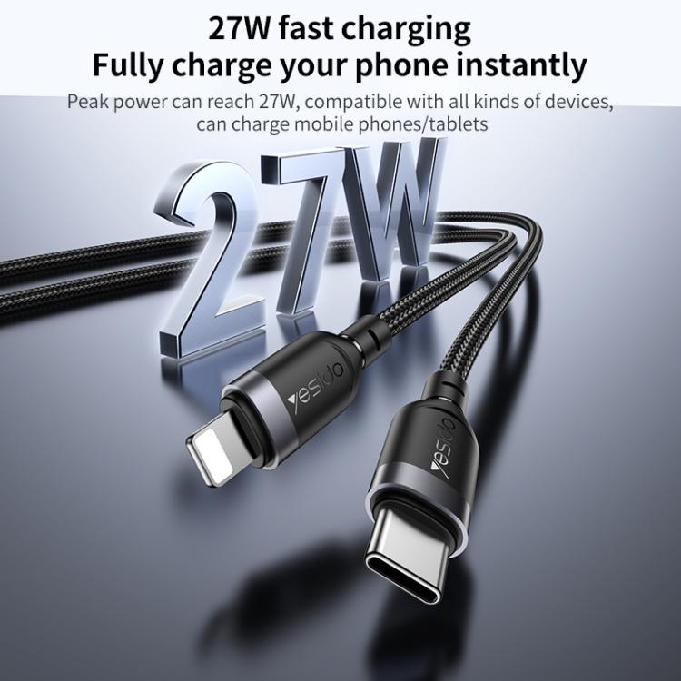 YESIDO 27W USB-C TO LIGHTNING CABLE 1.2M BLACK CA189 - Image 4
