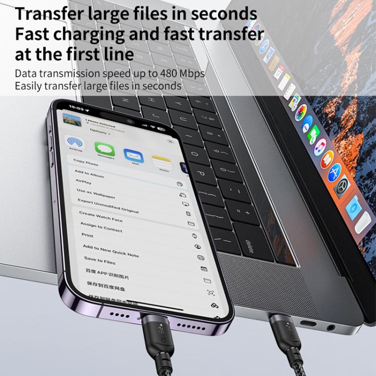 YESIDO 27W USB-C TO LIGHTNING CABLE 1.2M BLACK CA189 - Image 9