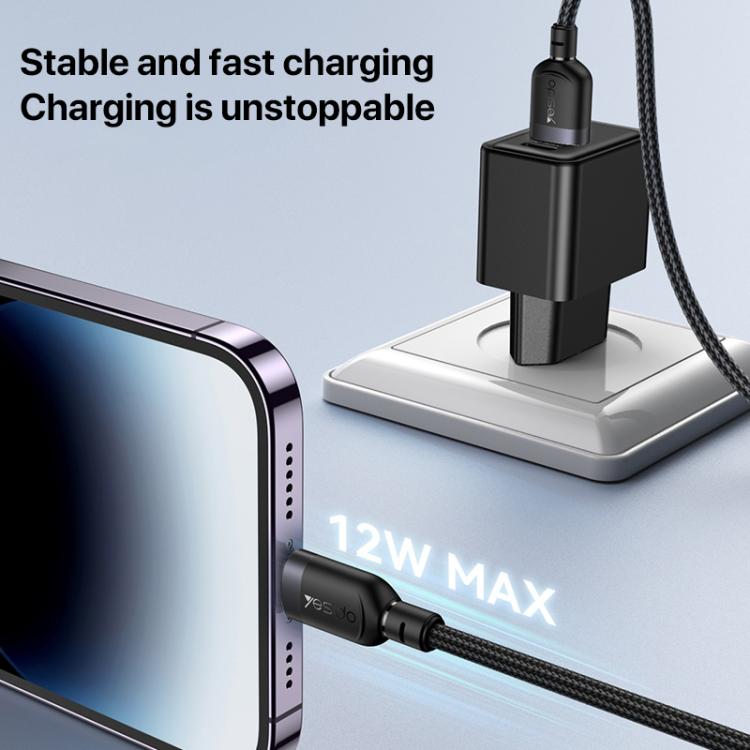 YESIDO 12W USB-A TO LIGHTNING CABLE 3M BLACK CA134L - Image 4