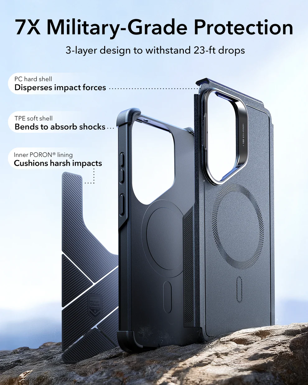 ESR CYBER TOUGH MAGNETIC CASE (STASH STAND) COMPATIBLE WITH S26 ULTRA BLACK - Image 3