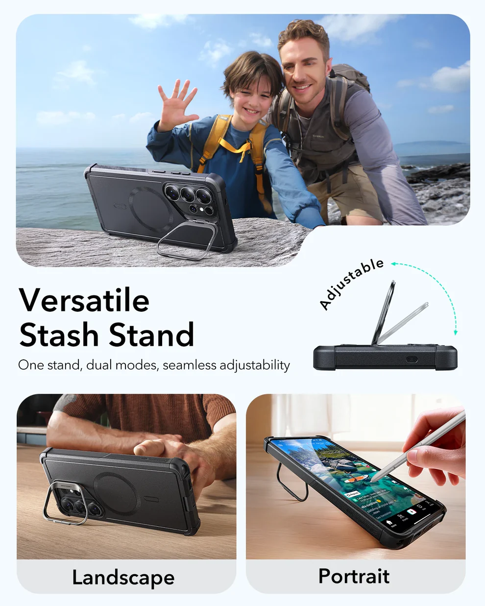 ESR CYBER TOUGH MAGNETIC CASE (STASH STAND) COMPATIBLE WITH S26 ULTRA BLACK - Image 5