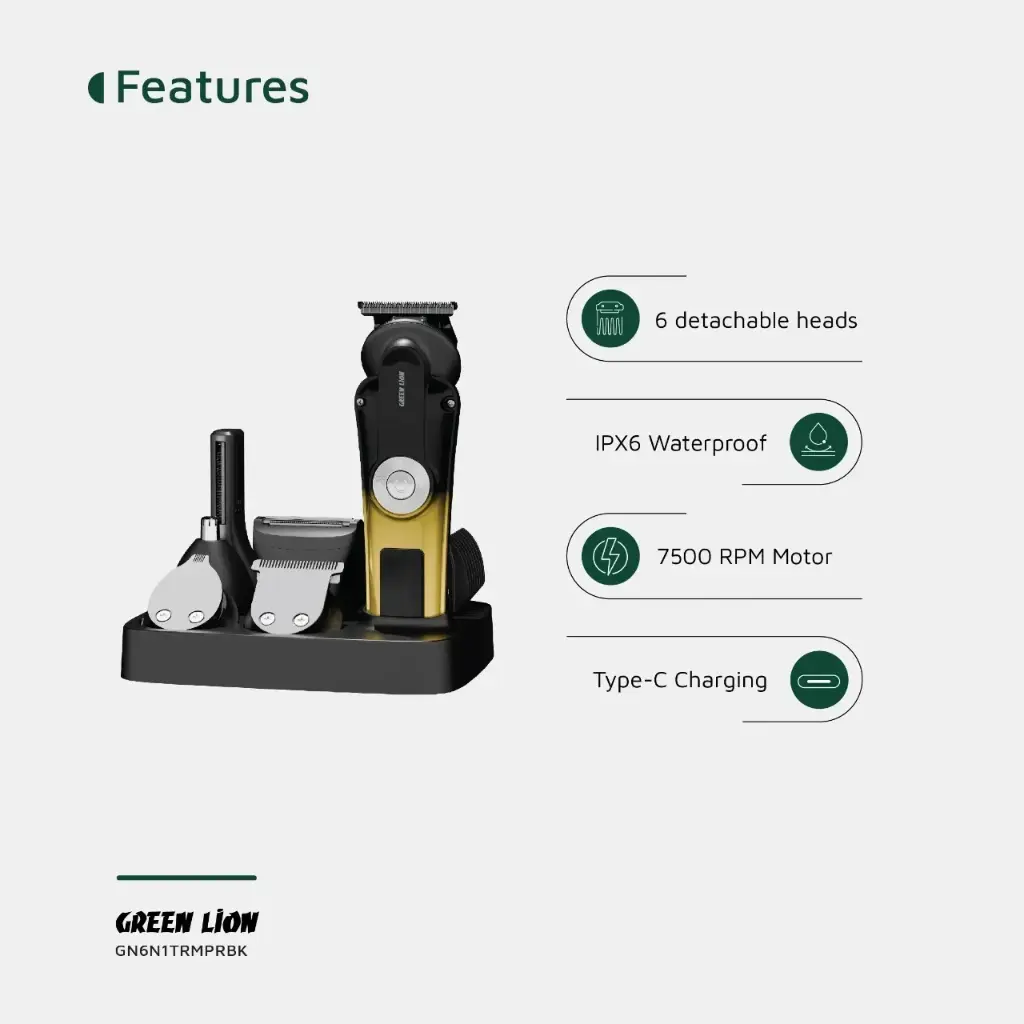 GREEN LION 6 IN 1 TRIM PRO GROOMING KIT BLACK GN6N1TRMPRBK - Image 5