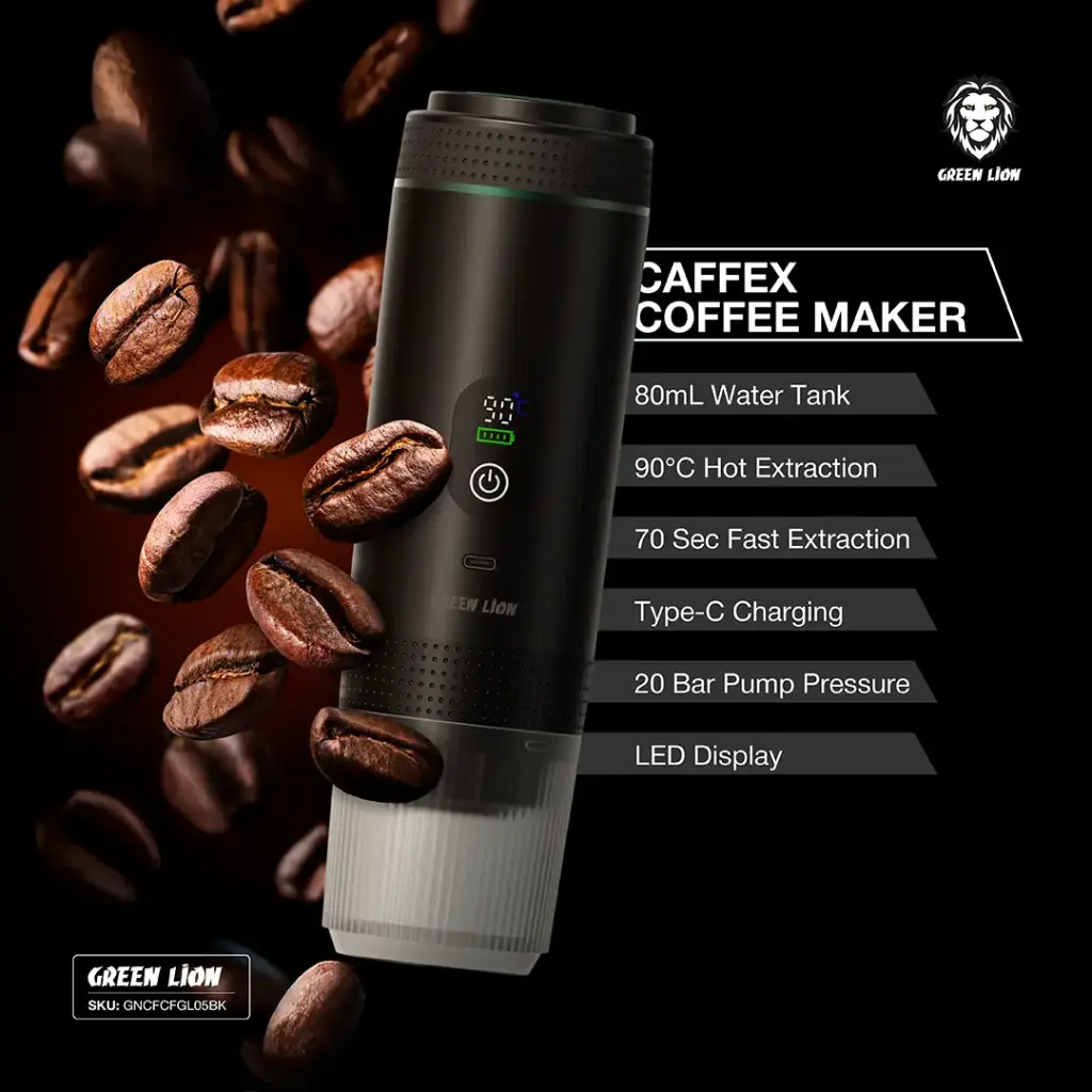 GREEN LION CAFFEX COFFEE MAKER 72W BLACK GNCFCFGL05BK - Image 2