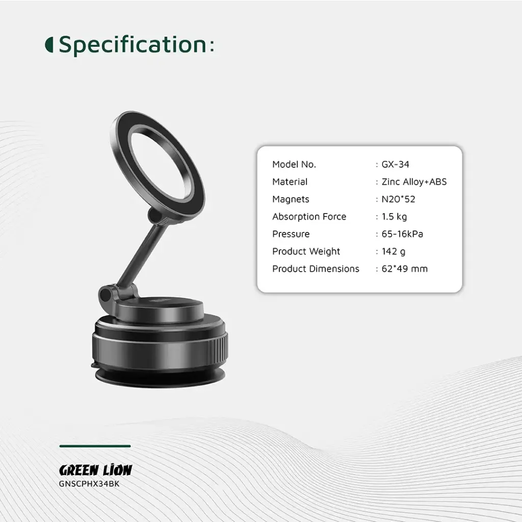 GREEN LION GX-34 SUCTION PHONE HOLDER BLACK GNSCPHX34BK - Image 2