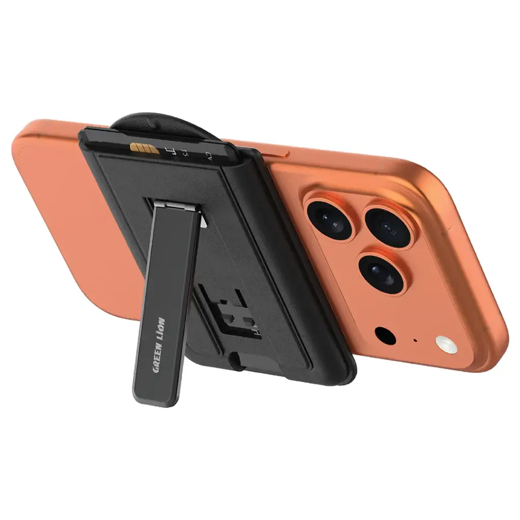 GREEN LION MAG WALLET KICKSTAND MAGSAFE CARD HOLDER BLACK GNLMAGWLTHBK - Image 2