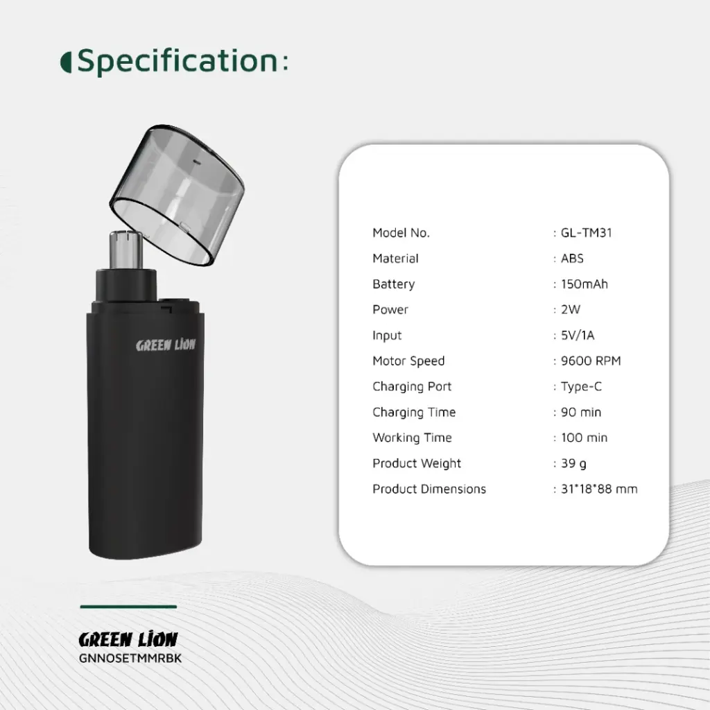 GREEN LION NOSE PRO NOSE AND EAR TRIMMER BLACK GNNOSETMMRBK - Image 7