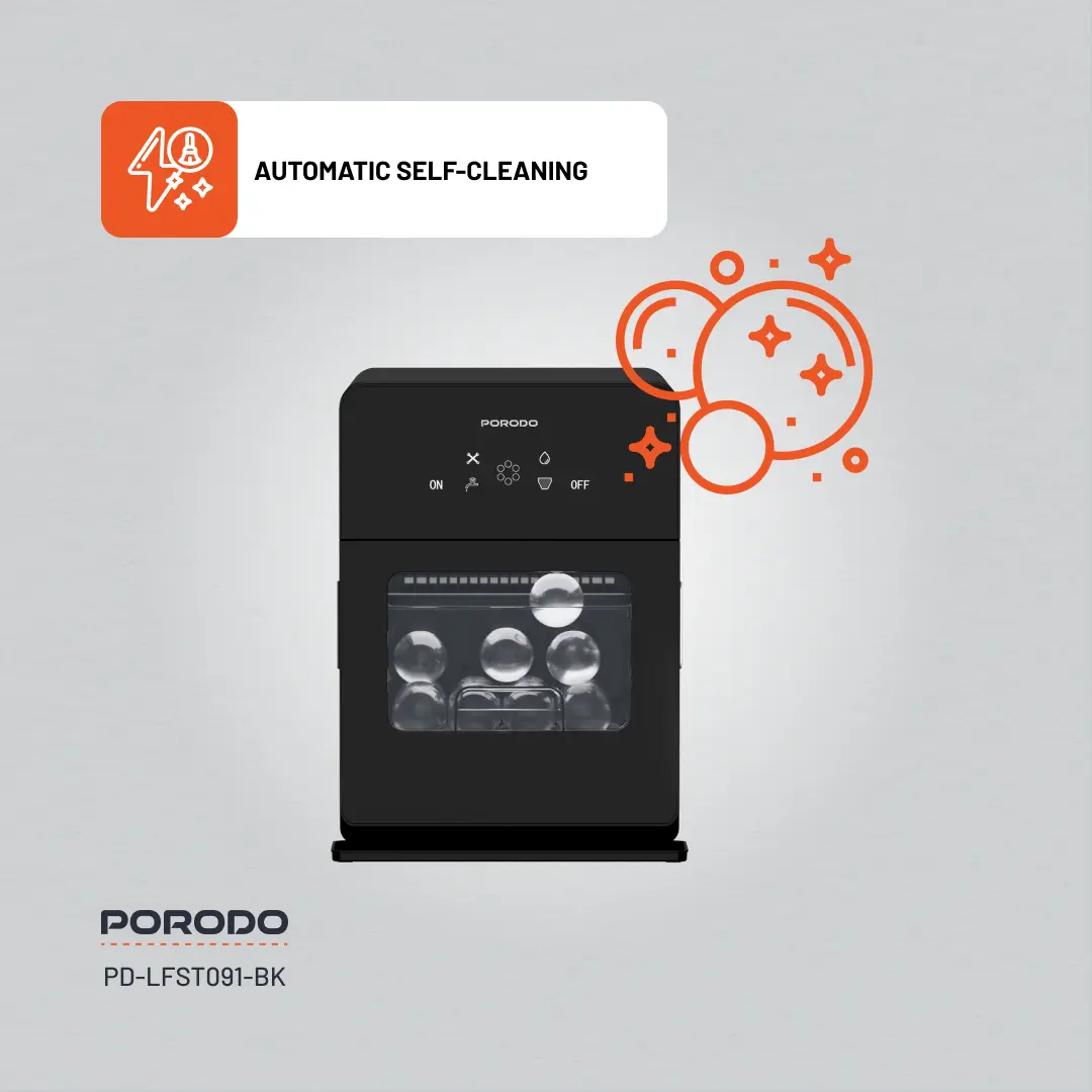 PORODO LIFESTYLE SPHERE SHAPED 260W DUAL SPHERE ICE MAKER 1.6L WITH LCD TOUCH DISPLAY BLACK PDLFST091BK - Image 3