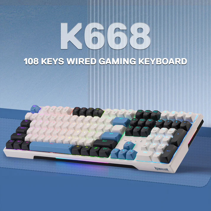 REDRAGON TRUNDLE RGB WIRED 108 KEY MECHANICAL GAMING KEYBOARD K668WGB-RGB - Image 2