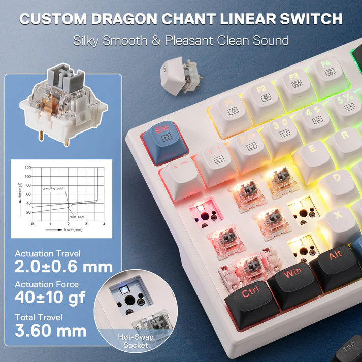 REDRAGON TRUNDLE RGB WIRED 108 KEY MECHANICAL GAMING KEYBOARD K668WGB-RGB - Image 6