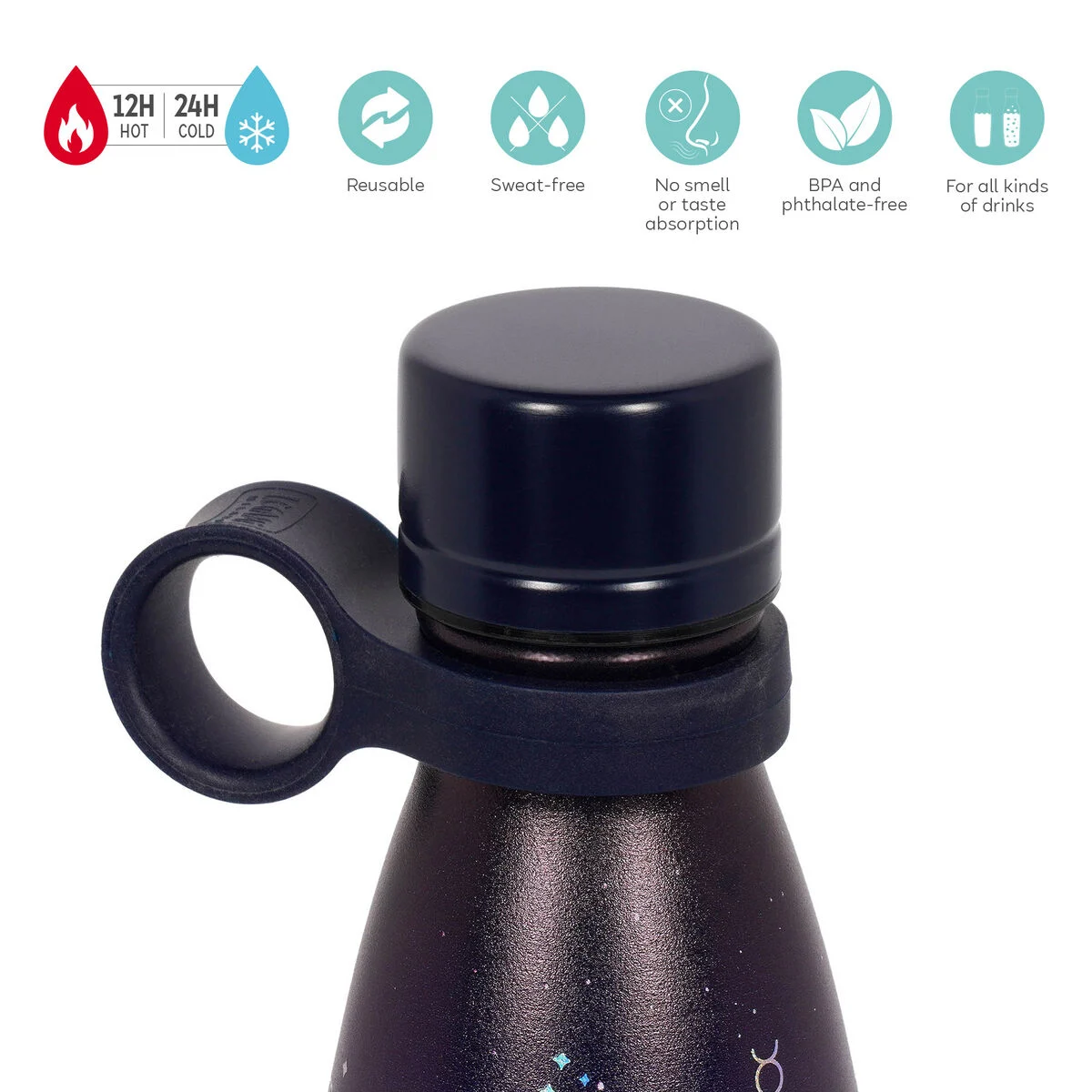 LEGAMI HOT AND COLD VACCUM BOTTLES STARSBELONG TO DREAMERS 500ML PURPLE - Image 2